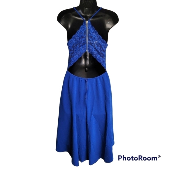 B. Darlin Royal Blue High Low Lace Back Cocktail Party Dress Size 7/8 - Picture 5 of 9